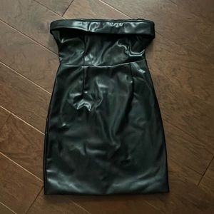 alters State black leather dress strapless